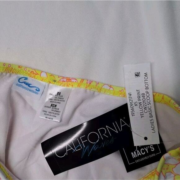 California Waves Junior's Printed Bikini Swimsuit Yellow Size X-Small - Picture 10 of 10